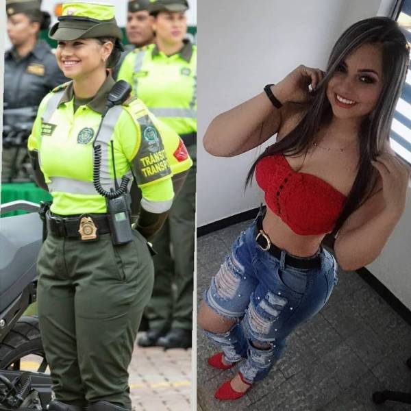 Beauties With And Without Their Uniform