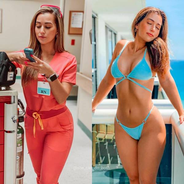 Girls With And Without Their Uniforms