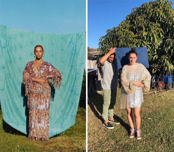 Woman Recreates Celebrity Photos In Funny Ways