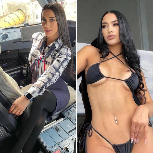 Hot Flight Attendants With And Without Their Uniforms