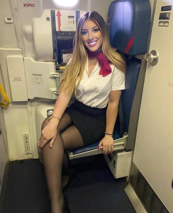 Sexy Flight Attendants With And Without Their Uniforms