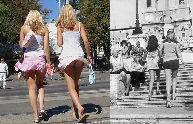 Mini-skirts from the 70's vs modern era (22 pics) Mini-skirts from the 70's vs modern era (22 pics)