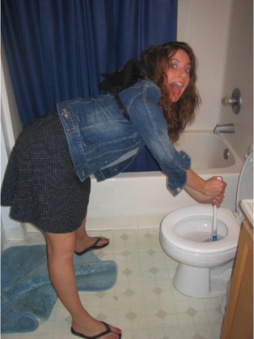 Hot girls unclogging toilets (28 pics)