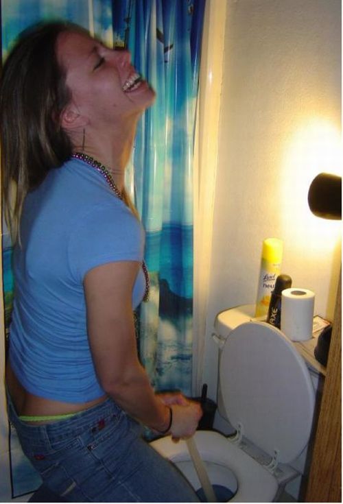 Hot girls unclogging toilets (28 pics)