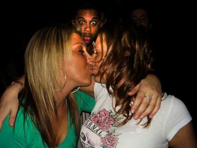 Classic Photobombs of Drunk Girls Kissing Each Other