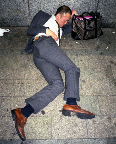 Japanese Businessmen Passed Drunk in Public