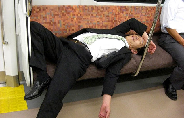 Japanese Businessmen Passed Drunk in Public