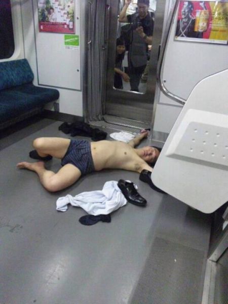 Japanese Businessmen Passed Drunk in Public