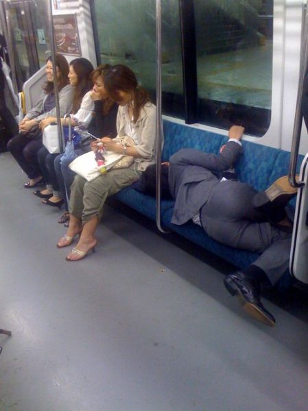 Japanese Businessmen Passed Drunk in Public