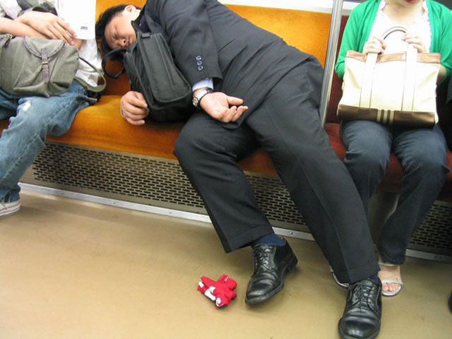 Japanese Businessmen Passed Drunk in Public