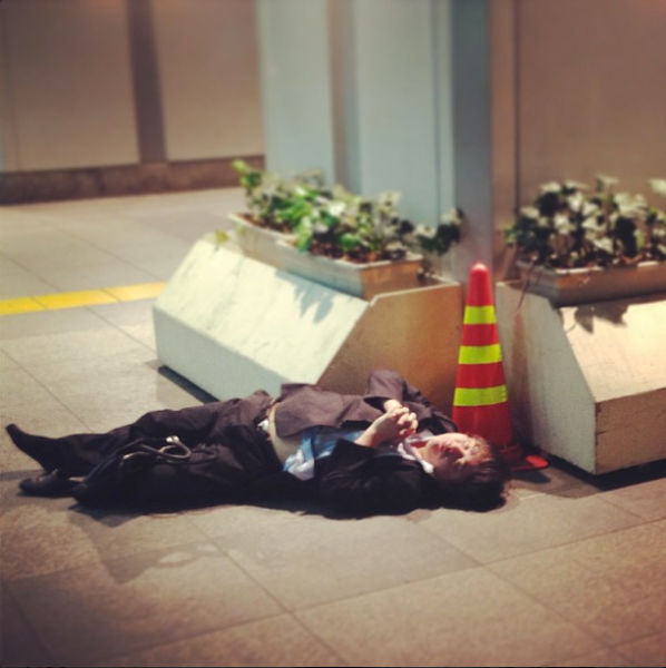 Japanese Businessmen Passed Drunk in Public