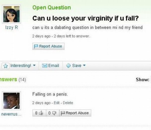 Amusing Yahoo Questions and Answers