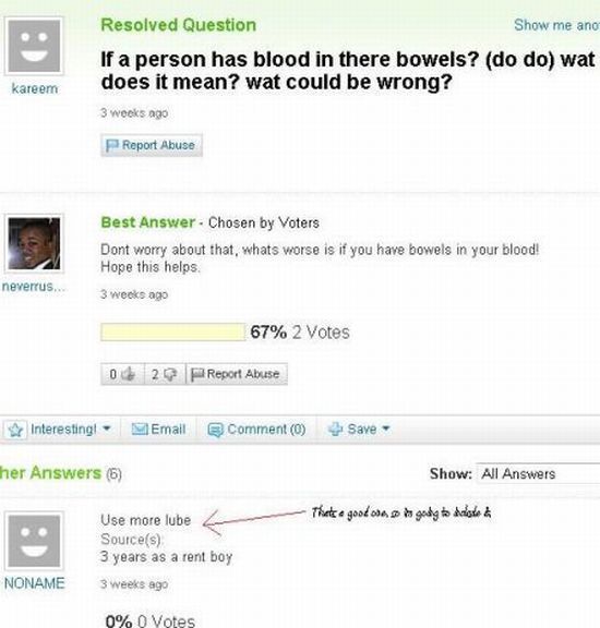 Amusing Yahoo Questions and Answers