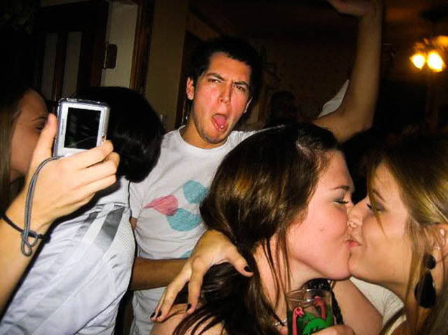 Dudes Watching Drunk Girls Kissing Each Other