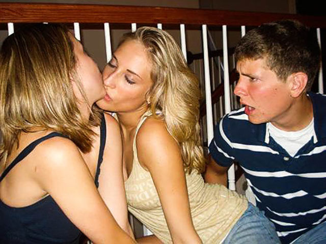 Dudes Watching Drunk Girls Kissing Each Other