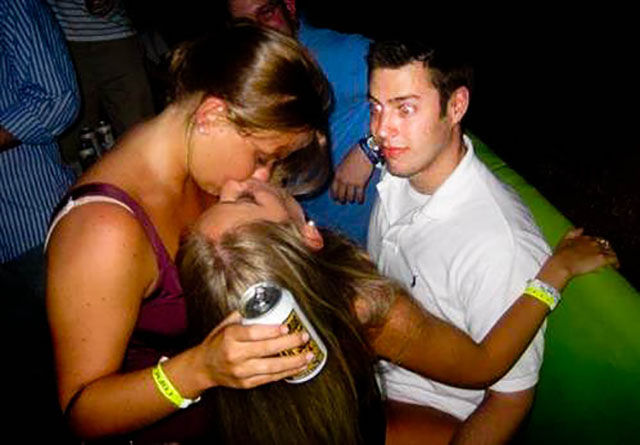 Dudes Watching Drunk Girls Kissing Each Other