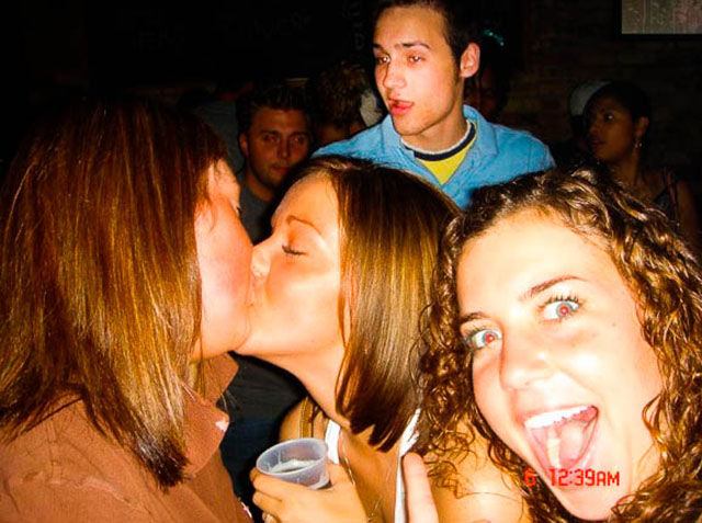 Dudes Watching Drunk Girls Kissing Each Other