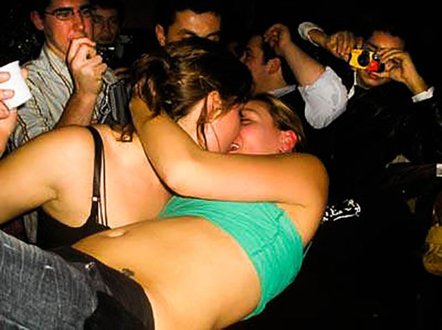 Dudes Watching Drunk Girls Kissing Each Other