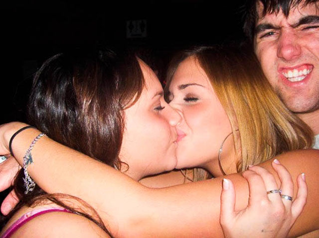 Dudes Watching Drunk Girls Kissing Each Other