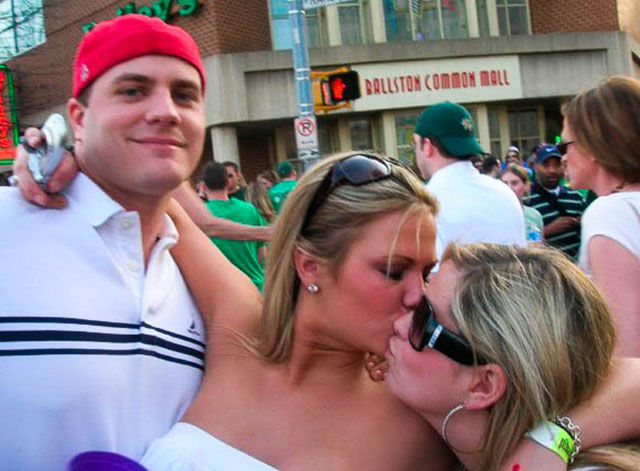 Dudes Watching Drunk Girls Kissing Each Other