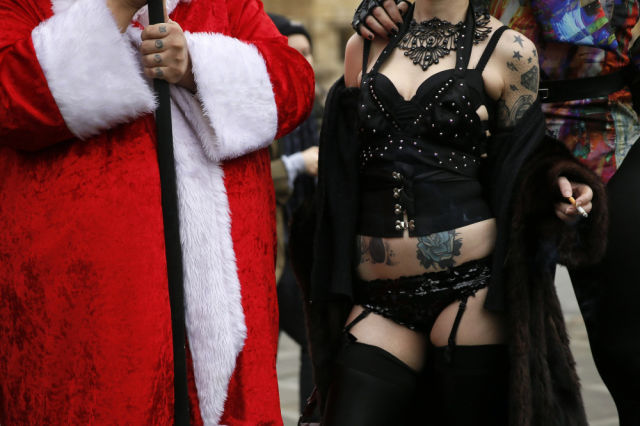 A Bizarre Face Sitting Protest outside British Parliament